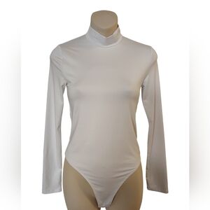 White Long-Sleeve Turtleneck Bodysuit - Size Small